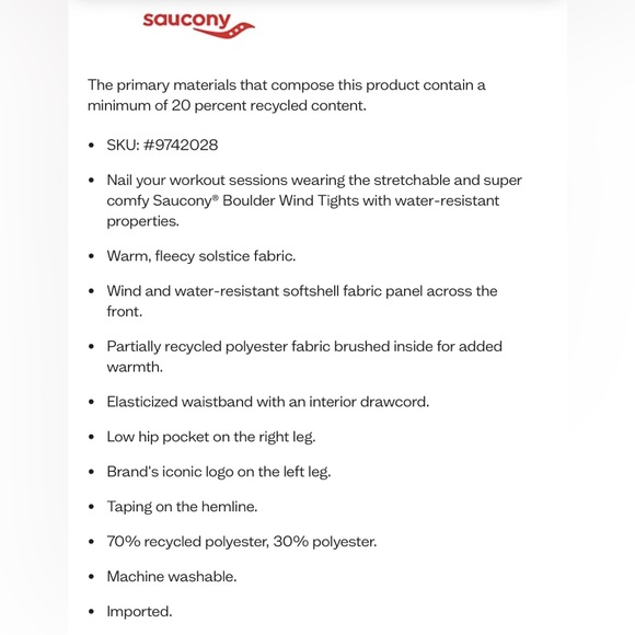 Saucony Boulder Wind Tights Women’s Medium - Picture 5 of 5